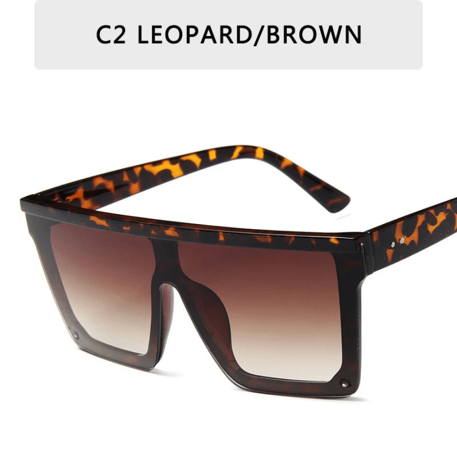 Vintage Male Sunglasses Men Brand Black Square Shades UV400 Gradient Sun Glasses For Women Cool One Piece Designer Gafas De Sol - C2_紅色 - 查看 1