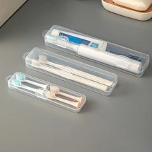 1set Travel Portable Transparent Toothbrush Box Electric Toothbrush Breathable Long Clause Flip Cover Storage Box