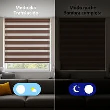 Double-Layer Day And Night Roller Blind – Easy Installation Without Drilling, For Windows And Doors, Various Colors – Free 24/48h Delivery To The Iberian Peninsula. Variety Of Colors. - 棕色 - 查看 2