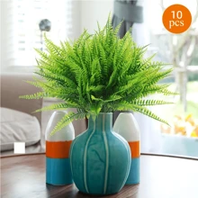10pcs Artificial Moss Fern Potted Plants, Antioxidant Boston Ferns, Plastic Faux Shrubs For Outdoor Artificial Greenery, UV-Resistant Fake Plants, Perfect For Wedding Decor, Indoor & Outdoor Decor, Home Decor, Rome Decor And Wedding Decor