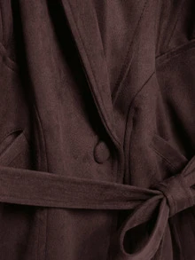 Chaqueta de mujer Seelio nueva para otoño/invierno con cintura ceñida y de ante - Café integral - Ver 11