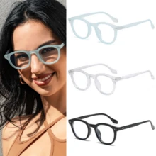 1/3pcs Sets Classics Cat Eye Glasses Frames Women Vintage Clear Blue Light Blocking Eyeglasses Men  Optical Frame Unisex - 3件 z06b_卡其色 - 查看 1