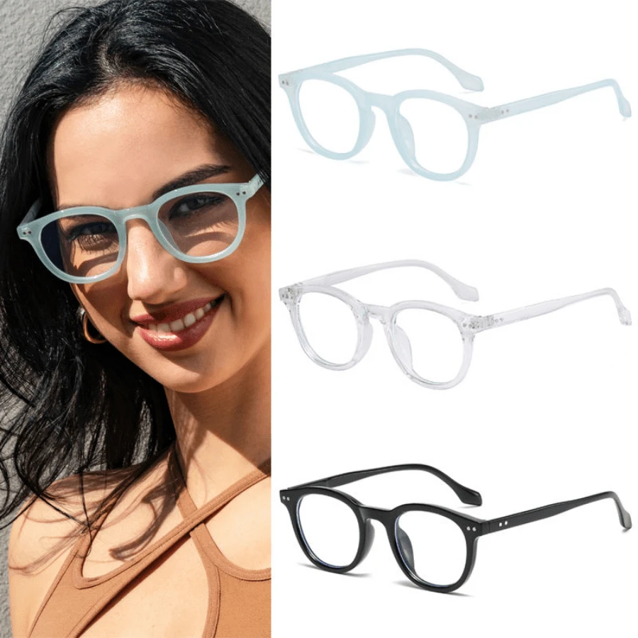 1/3pcs Sets Classics Cat Eye Glasses Frames Women Vintage Clear Blue Light Blocking Eyeglasses Men  Optical Frame Unisex - 3件 z06b_卡其色 - 查看 1