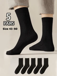 2/5/10Pairs Men's Black Classic Sweat-Wicking Moisture-Absorbing Business And Sports Color-Matching Dress Crew Socks, Suitable For Daily Wear With Leather Shoes Or Sports Shoes,Summer, Fall