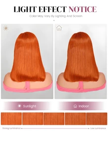 Perruque Bob Ginger Lace Front mélange de cheveux humains 13x4 Frontal HD Lace Couleur 350# Bob droit orange Ginger pour femmes Lace Front cheveux humains ligne de cheveux pré épilée avec cheveux de bébé Densité 200% pour utilisation quotidienne et occasions spéciales