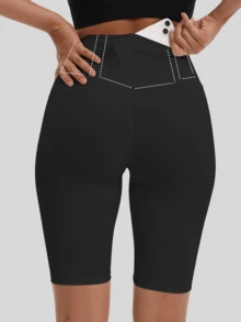 6 Pack Biker Shorts For Women-8" Workout Athletic Gym Sports Yoga Shorts Pants High Waist Cycling Shorts(There Are Also 3 Separate Pockets In The Waist For Mobile Phones) - 6 color combinations 1 - 查看 5