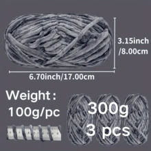 3pcs/Set 6mm Thick Velvet Chenille Yarn, 100% Polyester Fiber Yarn/Soft & Delicate, Suitable For Crochet Knitting Sweaters, Coats, Slippers, Hats And DIY Handicrafts - Multicolor - View 3