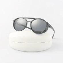 Steampunk Round Sunglasses Man Brand Designer Vintage Sun Glasses Male Fashion Mirror Outdoors Travel Shades Oculos De Sol - Màu nâu - Xem 5