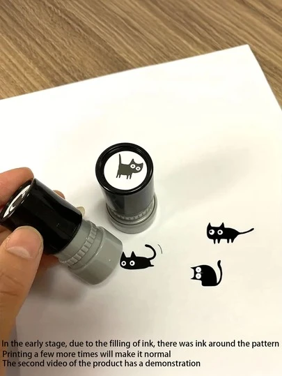 1枚可爱卡通猫咪印章，趣味萌猫动物印章，教师奖励印章，动物图案鼓励印章，返校季，学习用品
