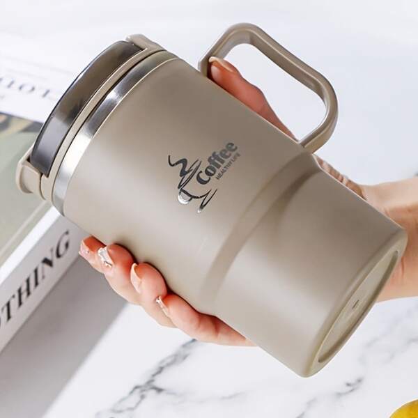 SOKANY 1 set de cești de cafea, cești și lingurițe de cafea termoizolante din oțel inoxidabil cu capace, paie și filtre reutilizabile, foarte potrivite pentru birouri, studenți, sport, activități în aer liber și călătorii. Este un cadou ideal pentru biroul de acasă și jocurile în aer liber.