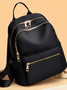 Fashion Versatile Oxford Cloth Women Backpack, School Backpack - Black - View 3