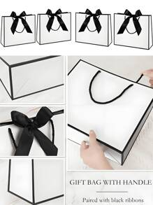 10 Stücke - Große Schleife Geschenktüten, Kraftpapier Geschenktüten, Verpackungstüten mit Griffen, Schleifen-Band Verpackungstüten, elegante Papiertüten, Einkaufstüten, Handtaschen, weiße Papiertaschen, Hochzeits- und Geburtstags-Geschenktüten, einfache einfarbige Einkaufstüten, Schmuckgeschenkverpackungstüten geeignet für Brautgeschenkpartys, Weihnachtspartys, Sommerhochzeiten, Hochzeitsfeier Dekor, Outdoor-Partys, Feiertags-Partys, Geburtstage und Halloween