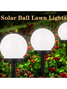 3 件装户外太阳能灯冷白光 LED 太阳能防水球形灯太阳能球形庭院灯、太阳能草坪灯、户外球形庭院灯，适用于花园、草坪、小路、人行道户外防水装饰太阳能球灯路灯落地灯、庭院灯、花园装饰灯；草坪和道路照明，防水，（白光） - 白光 - 查看 3