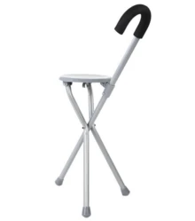 STARLEY - Bastón 90 cm que incluye taburete - Productos de cuidado personal Bastón con Asiento Plegable Ajustable – Silla de Bastón Portátil de Aluminio para Adultos y Personas Mayores - Plateado - Ver 3
