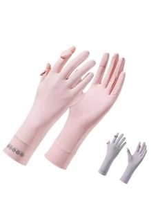 1 Par de Luvas Sem Dedos para Proteção Solar Feminina, Comprimento Médio, Respiráveis e Antideslizantes para Direção, Ciclismo, Uso Externo, Verão