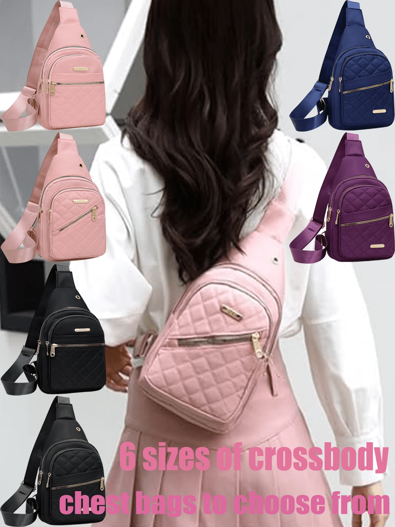 1 PC Women's Crossbody Chest Bag, Women's Wallet, Fashionable Chest Bag, Waterproof And Breathable Fabric, Multiple Storage Spaces, Front Bag, 6 Sizes To Choose From, Suitable For Travel, Work, Shopping - 彩色 - 查看 1