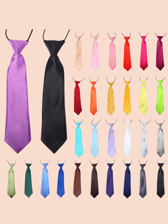 1pc Kids' Solid Color Pre-Tied Necktie, Elastic Band Necktie For School, Performance, Party, Suitable For 3-16 Years Old, Daily & Holiday Wear