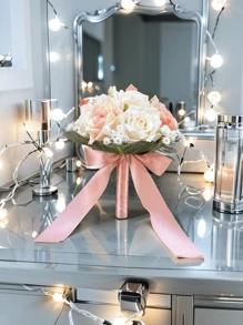 1pc Small Artificial Bride Bridesmaids Wedding Bouquet, Nature Style Outdoor Photoshoot Decor