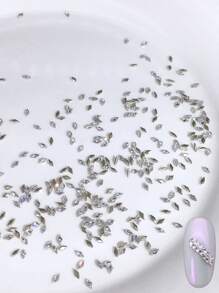 200pcs/100pcs/50pcs Mini Diamond Shaped Edged Zirconia Manicure Decorations, White & Pink Flat Bottom Sparkling Wheat Ear Nail Diamonds
