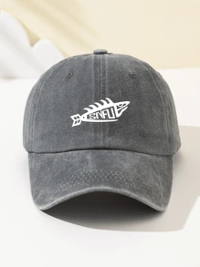 1 Stück Damen ausgewaschene SNFU Fisch Muster Mode Softtouch Baseballkappe, personalisiertes minimalistisches Design, verstellbarer Umfang, atmungsaktiver Sonnenhut, Geschenk für Feiertage, Studenten, Outdoor-Sport, Camping, Reisen
