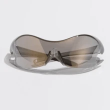 Luxury Brand Sports Punk Y2K Sunglasses Women Men Unique Goggle One Piece Sun Glasses For Male Cycling Hip Hop Shades UV400 - E_Orange - 查看 4