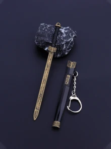 Mini Metal Sword Set Keychain Accessories, Vintage Toy Pendant Collection, Military Theme, Durable Metal Structure, Suitable For Game & Anime Fans, Teenagers (7-14 Years Old) - Multicolor - View 4