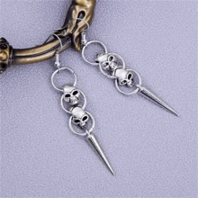 1 Pair Gothic Punk Style Skull Stud Circle Geometric Earrings, Suitable For Women To Wear On Daily, Party And Gathering, Fashion Punk Jewelry