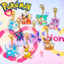 pocket monsters Accessoires Pokémon - Porte-clés en acrylique Eevee 9 formes, charmant pendentif de sac à dos, bijoux DIY pour femmes, accessoires de voiture, breloques de sac, sacs d'école, lettre de dessin animé