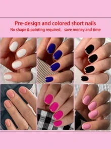 576pcs Short Square Press-On Nail Stickers, 24 Colors Soft Gel Nail Strips, Suitable For DIY Fake Nails, Minimalist & Versatile, 15 Sizes, For Women Nail Supplies - Multicolor - View 4