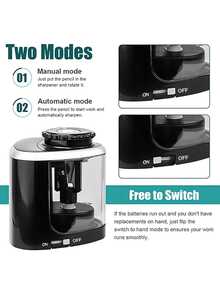 Automatic Electric Pencil Sharpener-Desktop Design For 6-8mm-Perfect For Students And Office Use - màu đen - Xem 2