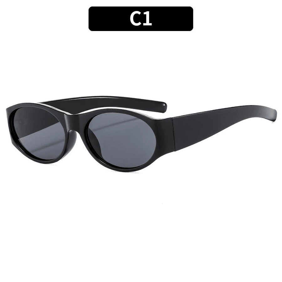 Retro Small Oval Frame Sunglasses Women Fashion Glasses Fashion Men Shades Eyewear UV400 Oculos De Sol - C1_綠色 - 查看 1