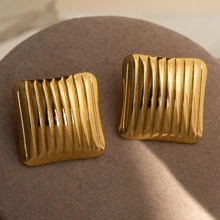 2 pares de Pendientes cuadrados de moda a rayas, joyería de calidad para las oídos de las mujeres