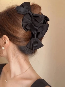 1 Stück Damen Einfarbige Doppelseitige Haarklammer mit Schleife, elegantes vintage Haaraccessoire geeignet für den täglichen Gebrauch Haarzubehör Elegante Haarklammer Damen Haarklammern
