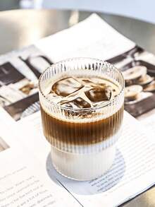 1 件 200 毫升透明竖纹玻璃咖啡杯、牛奶杯果汁杯冰淇淋杯适用于派对、家居、咖啡厅、餐厅、返校用品、装饰艺术凹槽罗纹玻璃器皿（无吸管） - 彩色 - 查看 6