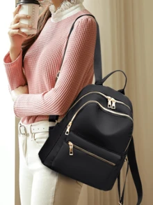Fashion Versatile Oxford Cloth Women Backpack, School Backpack - Black - View 1