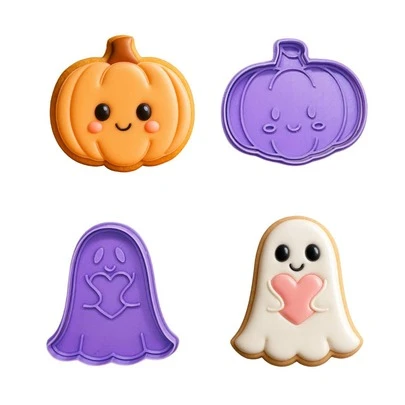 AG MANUALIDADES Cortadores de galletas de Halloween - Calabaza, fantasma, Kawaii Día de los Muertos