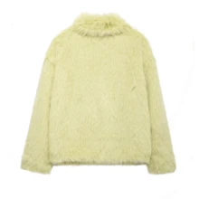 Áo khoác lông thú giả cổ dày mới Seelio, dài vừa phải, thời trang thu/đông - Màu vàng - Xem 3