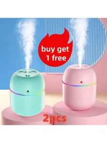 1 pièce / 2 pièces d'humidificateurs portables, de purificateurs d'air miniatures, de diffuseurs d'arômes - équipés de lampes de bureau à LED, dotés de veilleuses de chevet de type nébuliseur, convenant à diverses applications, capables d'humidifier l'air, avec des couleurs vives, émettant en continu des parfums, créant une atmosphère relaxante, convenant à la décoration de la maison, à la décoration de la chambre en tant que cadeaux, anniversaires, souvenirs de remise de diplômes, etc.