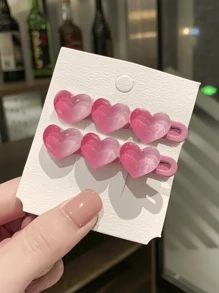 2pcs/6pcs Of Heart - Shaped Hair Clips For Ladies. They Come In Various Colors. They Can Be Given As Small Gifts To Besties Or Sisters To Convey A Lovely Girly Heart. Both And Adults Can Wear Them. ,Hair Accessory, Claw Clips, Hair Slide, Hair Claws