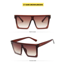 Vintage Male Sunglasses Men Brand Black Square Shades UV400 Gradient Sun Glasses For Women Cool One Piece Designer Gafas De Sol - C2_紅色 - 查看 2