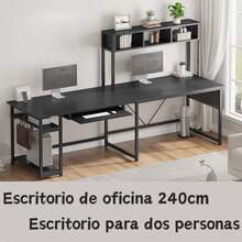 Escritorio en Forma de L, Escritorio reversible, Escritorio Gamer con Luces LED, Bandeja de Teclado y Bolsa de Almacenamiento para Oficina en casa, Negro - Negro - Ver 2