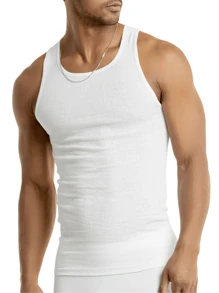 3 Pack Men's Tank Top A Shirt 100% Cotton Solid S-3XL Basic Underwear Daily Wear Classic Fit Regular Plus Big & Tall Size, Basic Layering Tops, Cotton Workout Breathable Casual A-Shirts For Sport Hiking Activewear