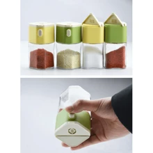 Frasco de sal de vidrio, tarro sellado a prueba de humedad de doble uso para condimentos, recipiente recargable con tapa a presión adecuado para camping y uso doméstico