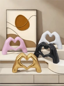Heart Hand Gesture Polyresin Decoration, Room Decor, Christmas Decorations, Bedroom Decor - Gold - View 9