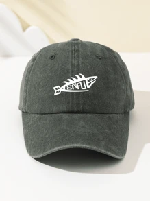 1 Stück Damen ausgewaschene SNFU Fisch Muster Mode Softtouch Baseballkappe, personalisiertes minimalistisches Design, verstellbarer Umfang, atmungsaktiver Sonnenhut, Geschenk für Feiertage, Studenten, Outdoor-Sport, Camping, Reisen
