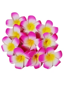 10个装女士2.4英寸/6厘米白色泡沫夏威夷鸡蛋花人造发夹发爪发卡，学习用品套装，发饰，头部饰品，发卡 - 杏色 - 查看 5