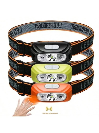 1pc LED Super Bright Wave Induction USB Charging Mini Headlight, Rechargeable LED Headlamp With Motion Sensor Function For Hiking, Camping, Running And Night Fishing