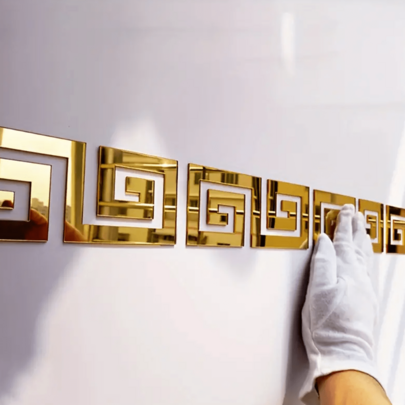 1SET=10PCS/20PCS 10x10cm Acrylic Wall Mirror Sticker, Living Room Bedroom Edge Trim Corner Line Building Frame Home Decor