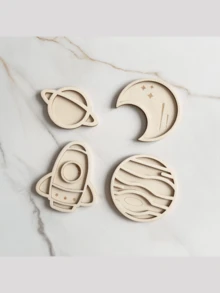 4pcs Newborn Baby Birthday Party Decorations, Photo Props, Creative Commemorative Gifts, Suitable For Baby Christening, Easter Gifts, For Both Baby Boys And Girls - Wood Color - View 6