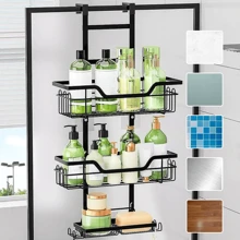3-Tier Shower Caddy: Anti-Rust, Multifunctional Black Hanging Shower Box With Hooks - Suitable For Storing Shampoo, Shower Gel, And Fragrance Household Products Halloween, Christmas Decorations Back To School Bathroom Accessories